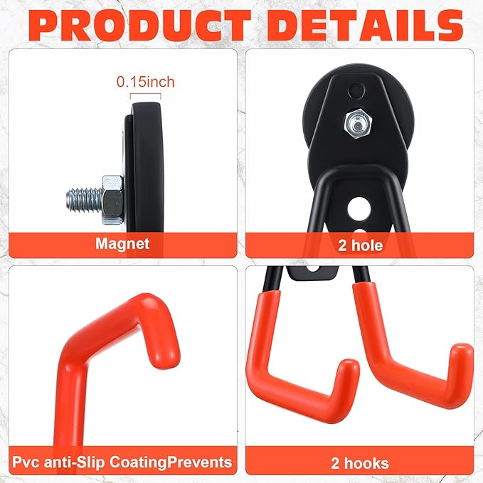 Landhoow Large Magnetic Hooks Heavy Duty Garage Magnet Hooks Strong Storage (...
