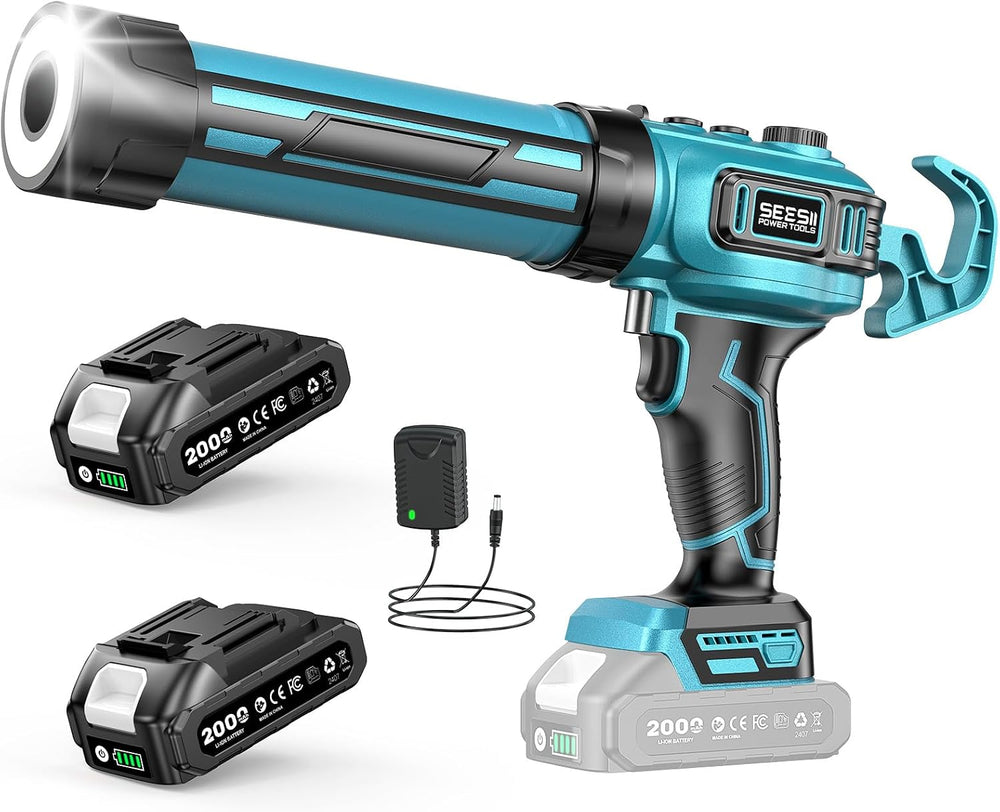 SEESII Electric Caulking Gun, Upgraded Brushless Motor w/2 x 2.0Ah