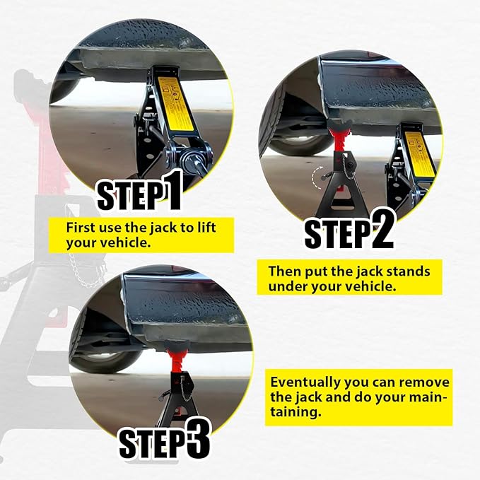 6 Ton Jack Stands, 15.6"-23.4" Adjustable