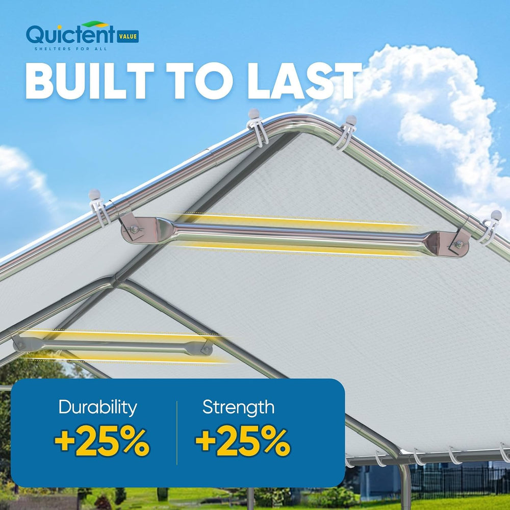 Quictent 10x20 ft Heavy Duty Carport Canopy Galvanized Car Tent Outdoor Garag...