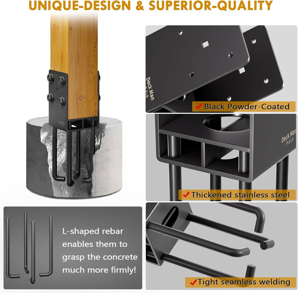 2Pack Heavy-Duty Post Base Anchor Bracket for 6"x6" Wood Post (Actu...