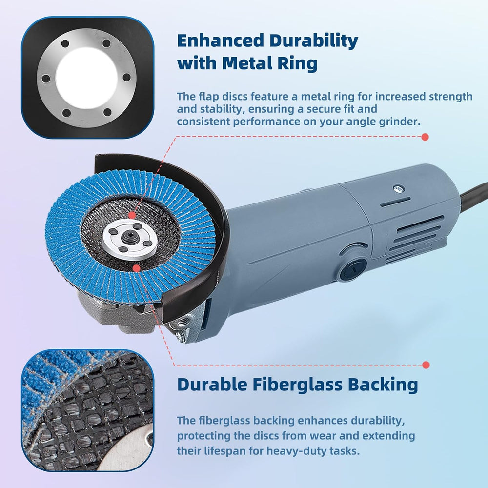 50 Pack Flap Discs 4 1/2" x 7/8" for Angle Grinder, 40/60/80/100/12...