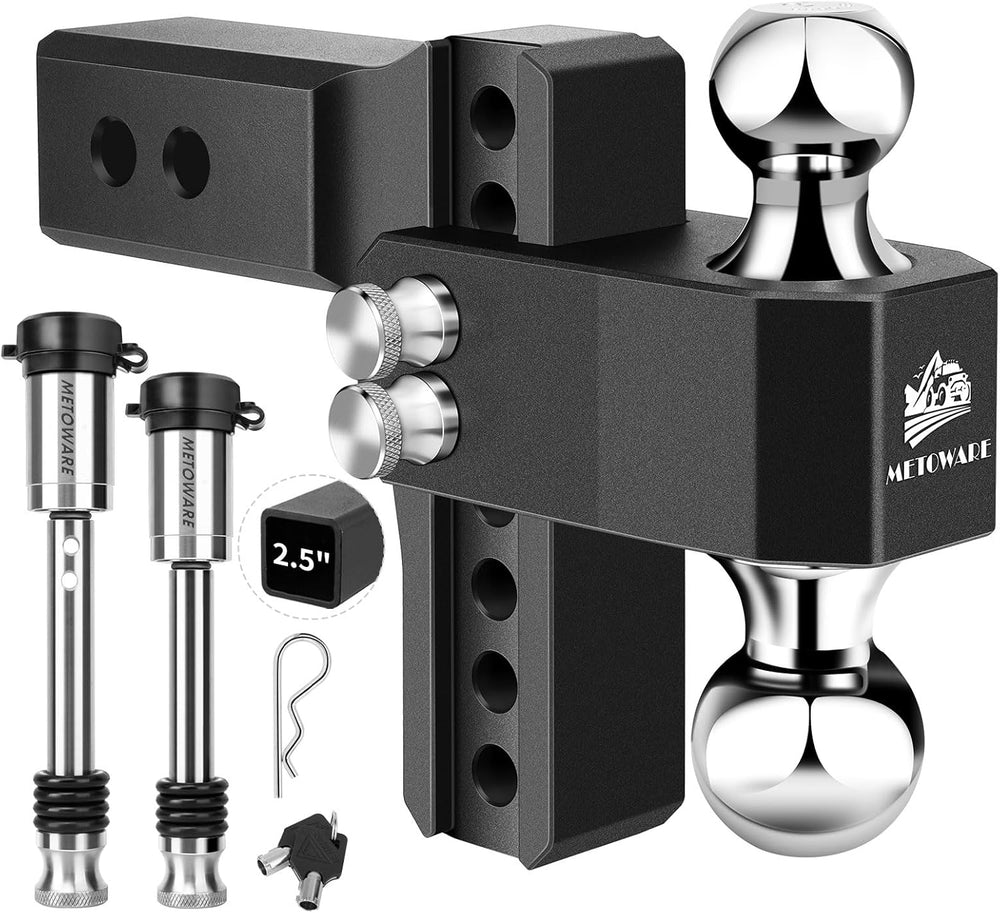 METOWARE 2.5'' Aluminum Adjustable Trailer Hitch, 6'' Drop/Ri...