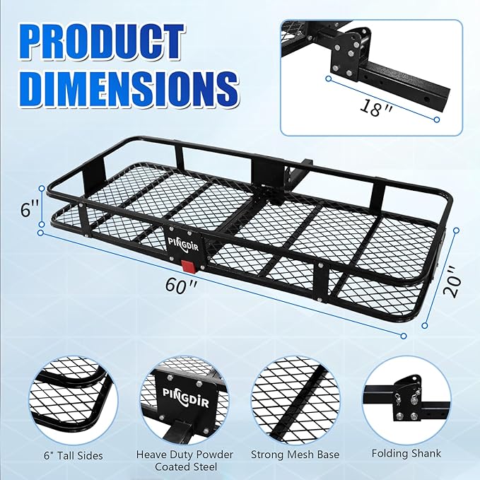 Folding Hitch Mount Cargo Carrier Hitch Rack Basket 60"*21.5"*6&quo...