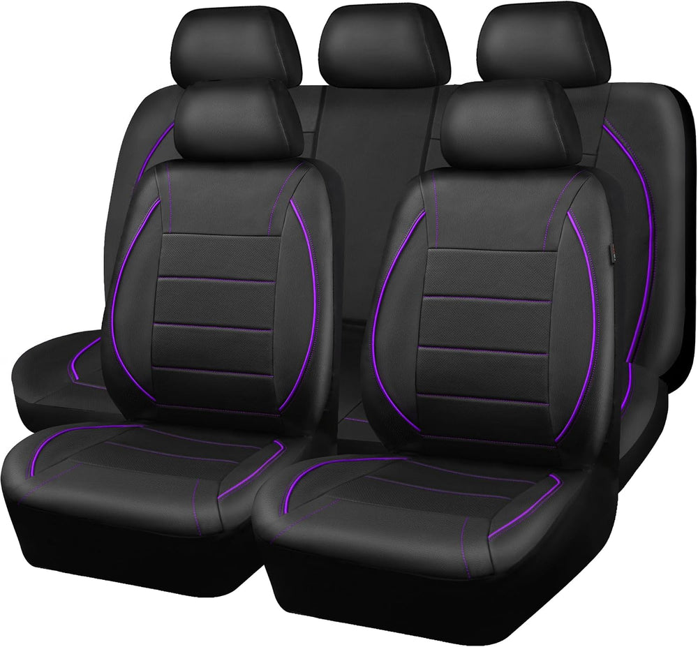 CAR PASS Piping PU Leather Car Seat Cover,Inside Zipper Design and Reserved O...