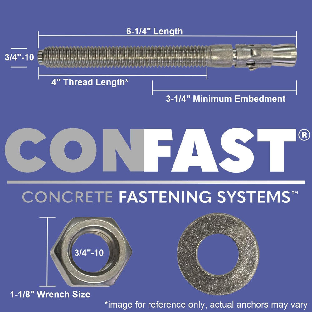 CONFAST 3/4" x 6-1/4" Wedge Anchor Zinc Plated (Box of 20)