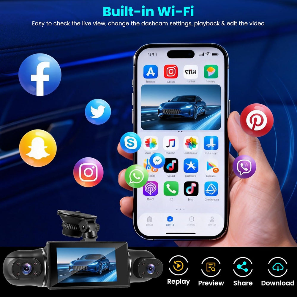 4 Channel Dash Cam 360° View Front Rear Inside & Left Right,Dash Camera F...