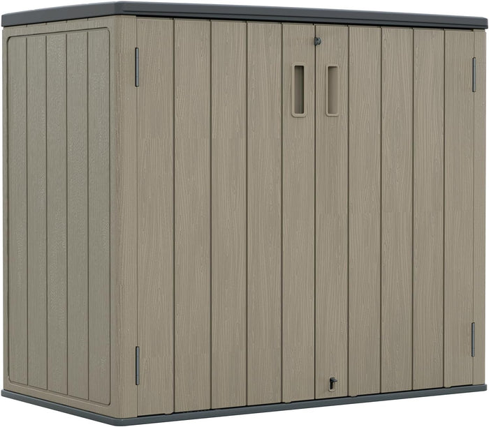 ZZM 37 Cu.ft Outdoor Storage Shed with Floor HDPE Double-Wall Resin Sheds Outdoor Storage, Lockable Weatherproof Storage Cabinet Fit for Garden Tools, Garage can, Bike, Patio Furniture, Brown