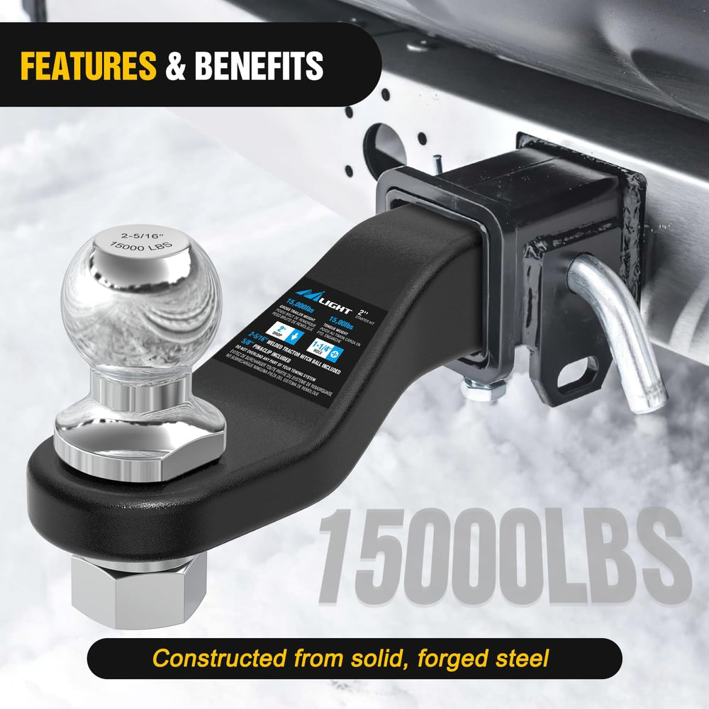 Nilight Forged Trailer Hitch Mount with 2-5/16" Ball | Fits 2 Inch Recei...