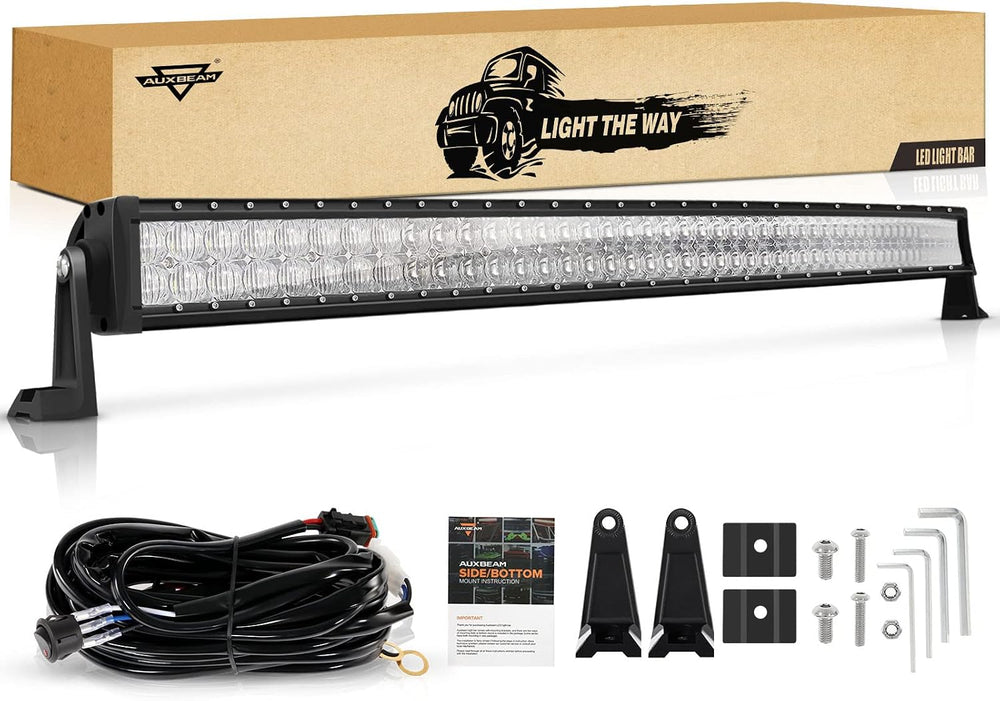Auxbeam 50 Inch 288W LED Light Bar Curved Waterproof Dual Row Lights
