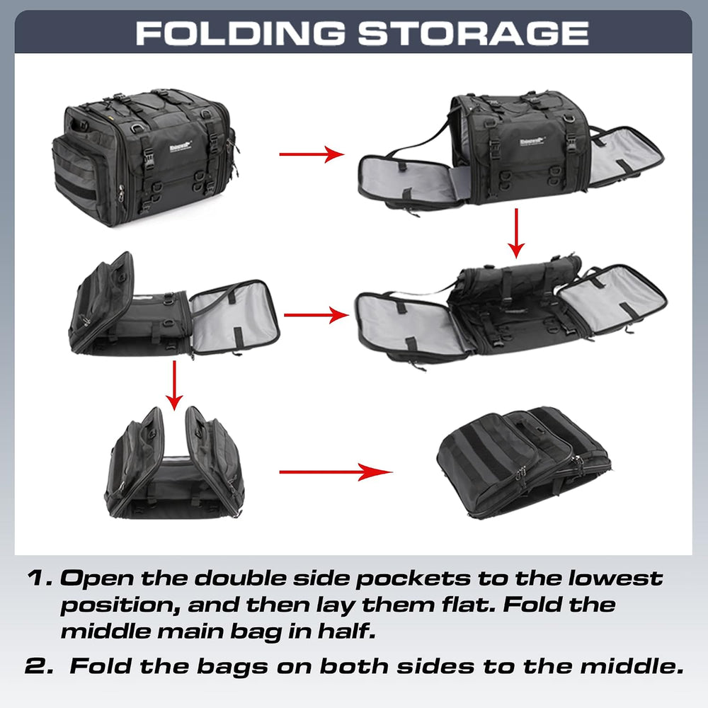 Rhinowalk Motorcycle Tail Bag, Expandable Motorcycle Travel Luggage Bags 60L,...