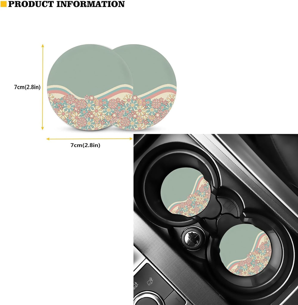 Abstract 70S Groovy Flower Auto Seat Cover Full Set for Women,12 Pack Green S...