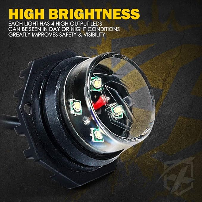 Xprite Amber LED Hideaway Strobe Lights Kit 20 Flashing Patterns w/Control (4...