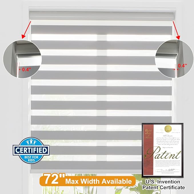 Persilux Zebra Window Blinds, Cordless Room Darkening Roller Blinds Roller