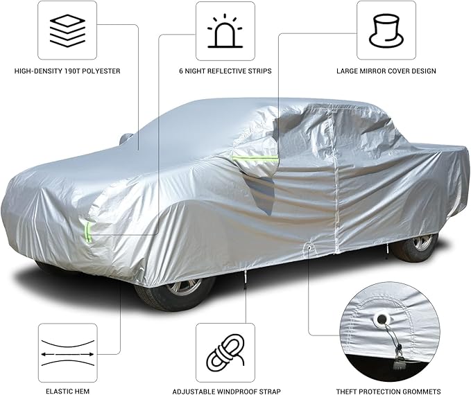 Tecoom Truck Cover Waterproof All Weather, Breathable Light Shell Outdoor