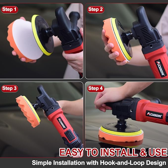AOBEN 6/7 inch Buffer Polisher, Rotary Car Buffer, 1600W Car Polisher Waxer Kit