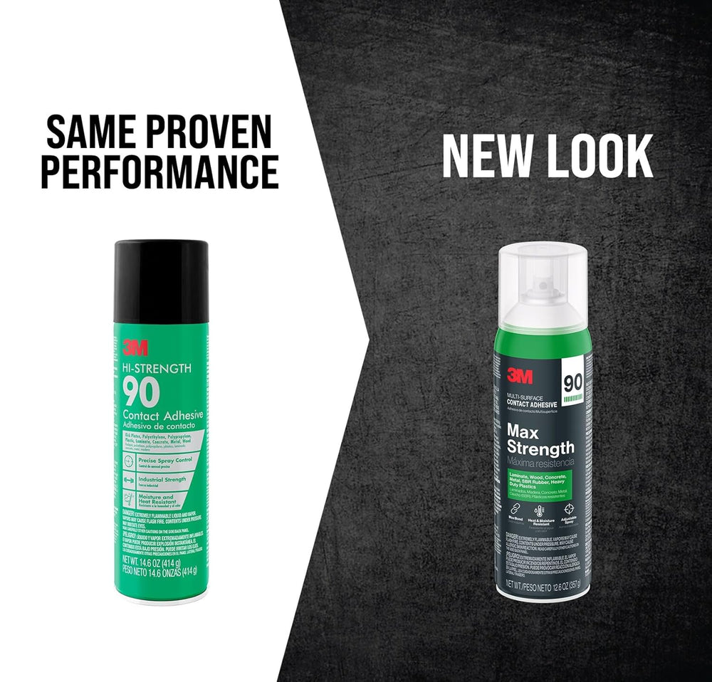 3M Max Strength 90 Contact Adhesive Spray, 12.6 oz (Pack of 2) – Low VOC Heav...