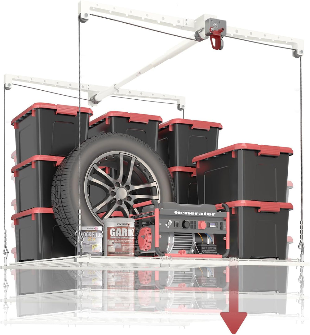 Overhead Garage Storage Rack, Adjustable Heavy-duty 4x4 Ft Ceiling Storage Ra...