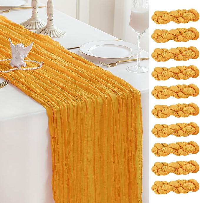 Sioloc Yellow Cheesecloth Table Runner Fall Autumn Decor for Home 10ft Table ...