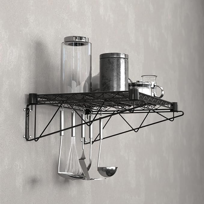 18" x 24" Black Epoxy Wire Wall Mount Shelf