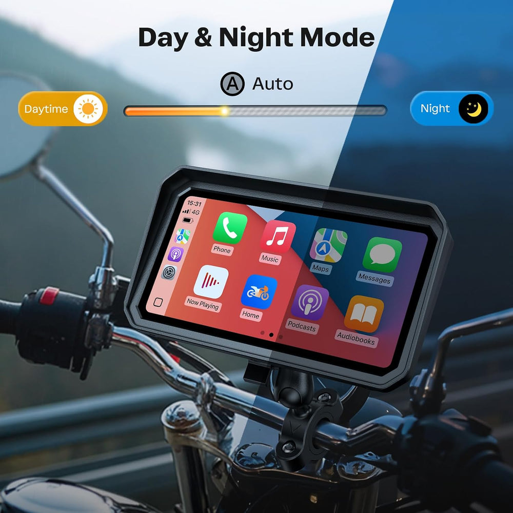 WonVon 6.25 Inch Wireless Motorcycle Carplay GPS Navigation System with Apple...