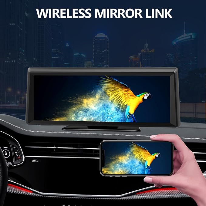 Wireless CarPlay Screen with 2K Dash Cam, 8.1" Portable Touchscreen Car ...