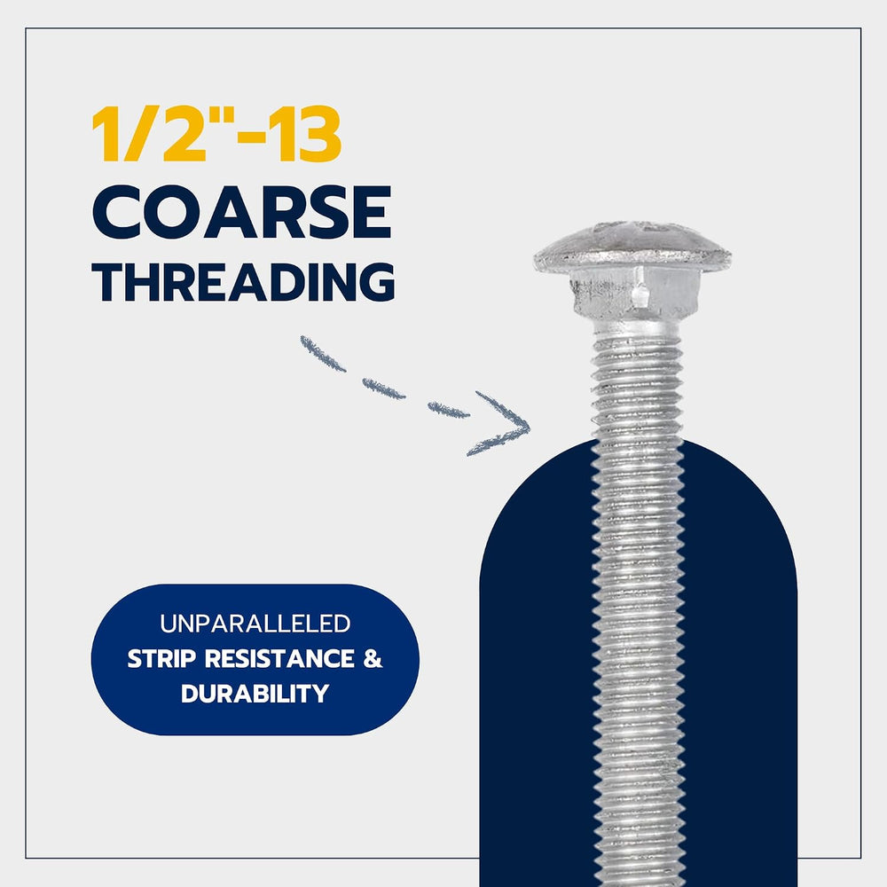 1/2" x 6" (25 Pack) Galvanized Carriage Bolt Kit Grade 307A Include...