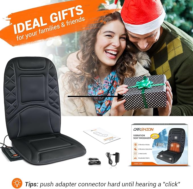 Back Massager with Heat, Heated Seat Cover Cushion with 5 Vibrating Massage