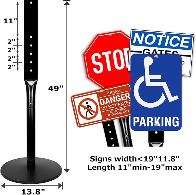 Parking Sign Post 49" Heavy Duty Cast Iron Parking Signs Stand, Movable ...