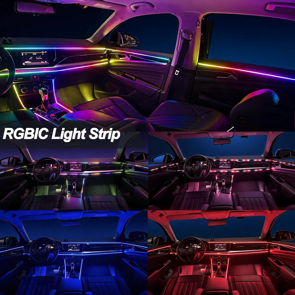 Car LED Strip Lights, Interior Acrylic LED Lights for Car with Dynamic Rainbo...
