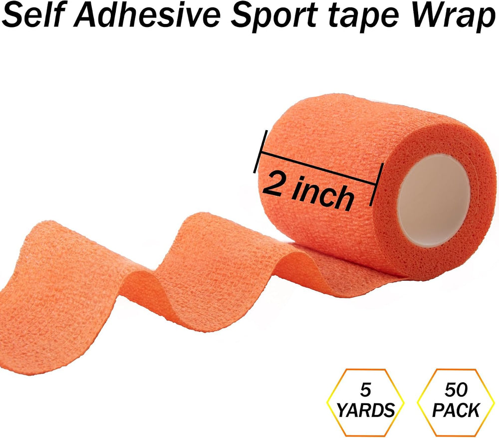 BQTQ 50 Rolls Self Adhesive Bandage Wrap 2 inch Self Adherent Tape(Rainbow)