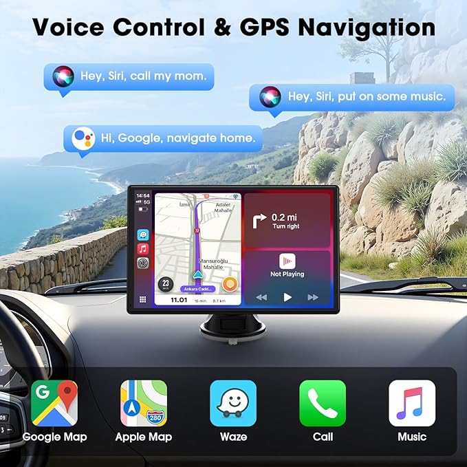Carplay Screen for Car, Mirror Link, Voice Control, Hands-Free Calling