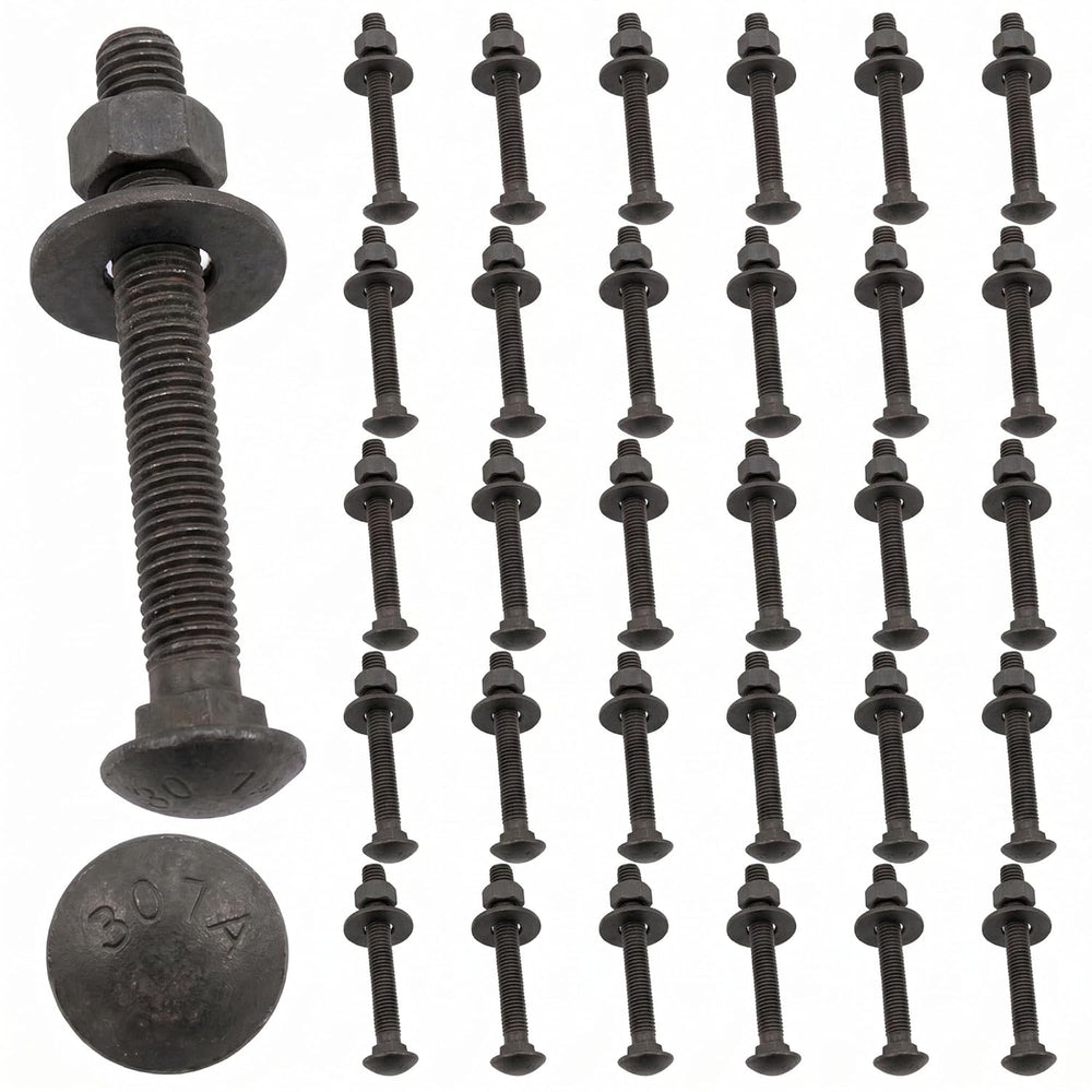 Therwen 30 Pack 1/2" X 4" Black Ceramic Carriage Bolts, 307A Grade