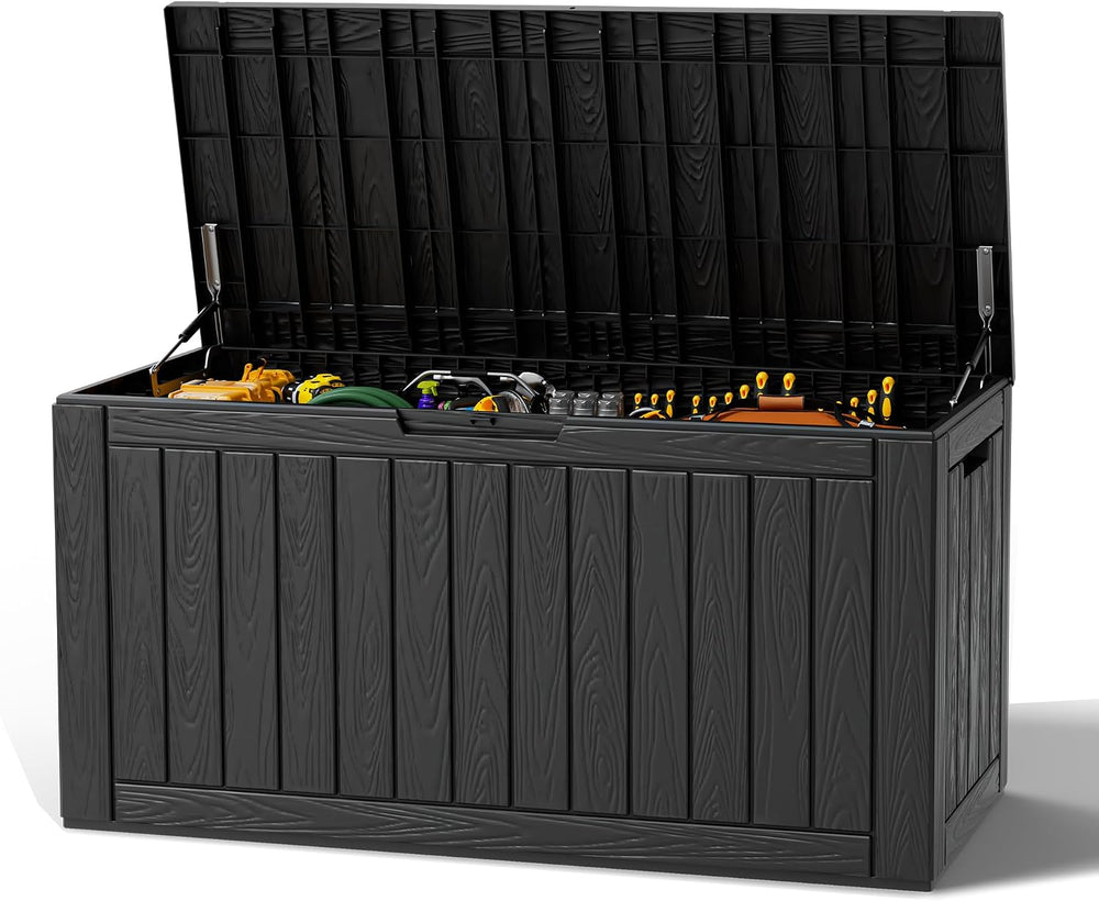 Resin Outdoor Deck Storage Box Waterproof (Black, 120 Gallon)