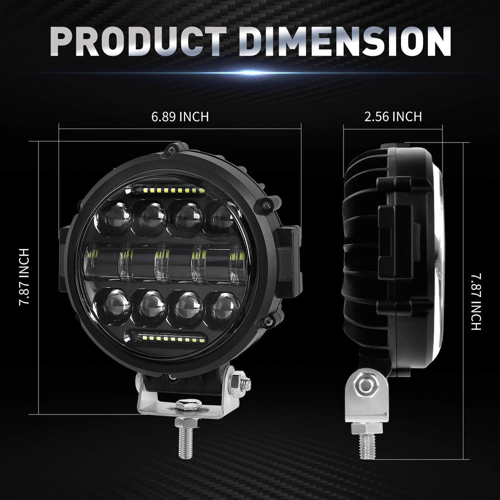7 Inch Round LED Work Light,60W Flood Spot Combo Beam LED Light Bar