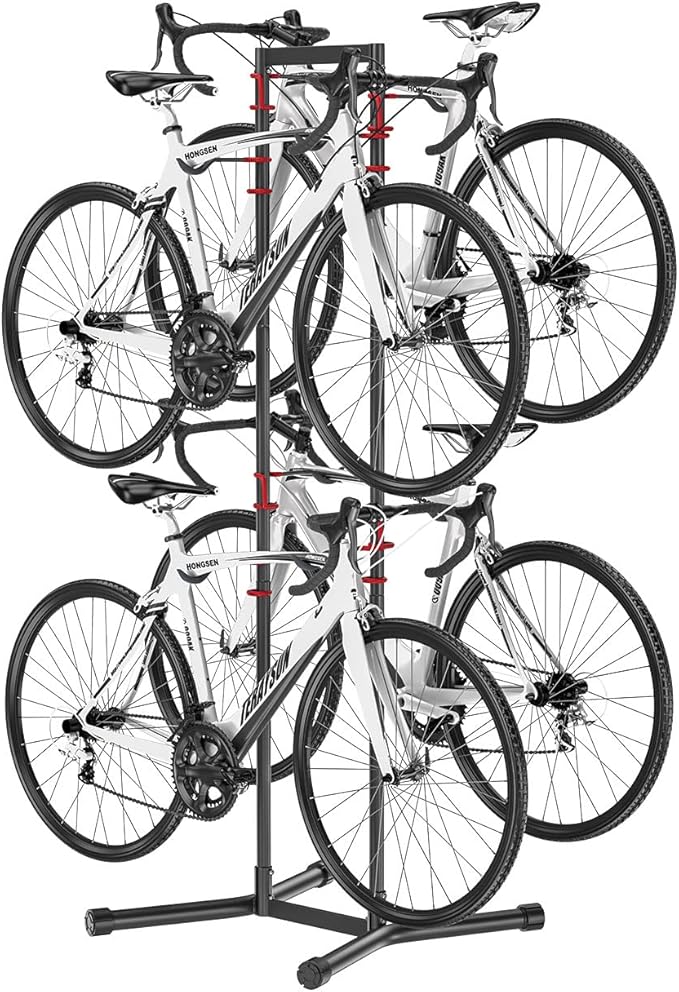 teraysun Indoor 4 Bike Storage Rack, Adjustable Arm Hook