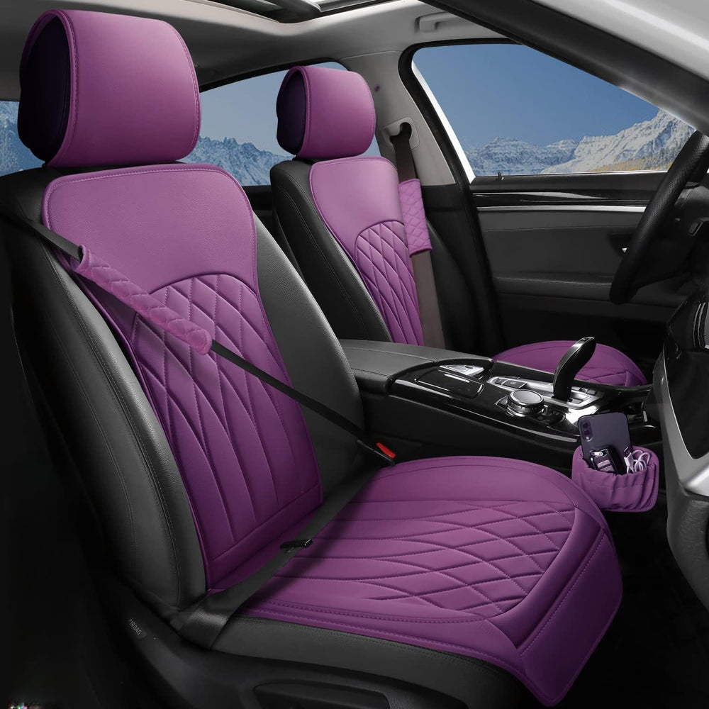 BEITK 2 Pack Waterproof Front Car Seat Covers for Car Truck SUV Purple