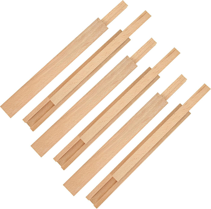 6 Pcs 15.7 Inch Wooden Drawer Slides, Bottom Center Mount
