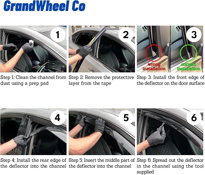 Window Deflectors Smoke Tinted in-Channel Side Window Vent Visor Deflectors (...