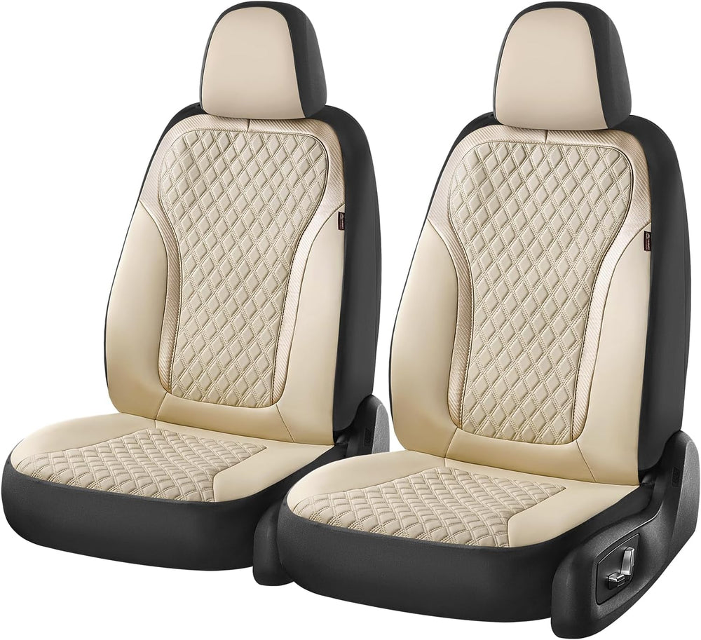 Coverado Car Seat Covers Full Set, Beige Car Seat Covers, Luxury Leather Car ...
