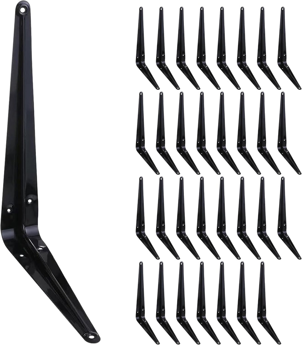 ELSKER&HOME Shelf Brackets 10 Inch 32 Pack Black Metal L Brackets for Shelf