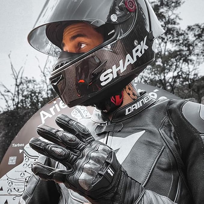 Harssidanzar Breathable Leather Motorcycle Gloves Touchscreen