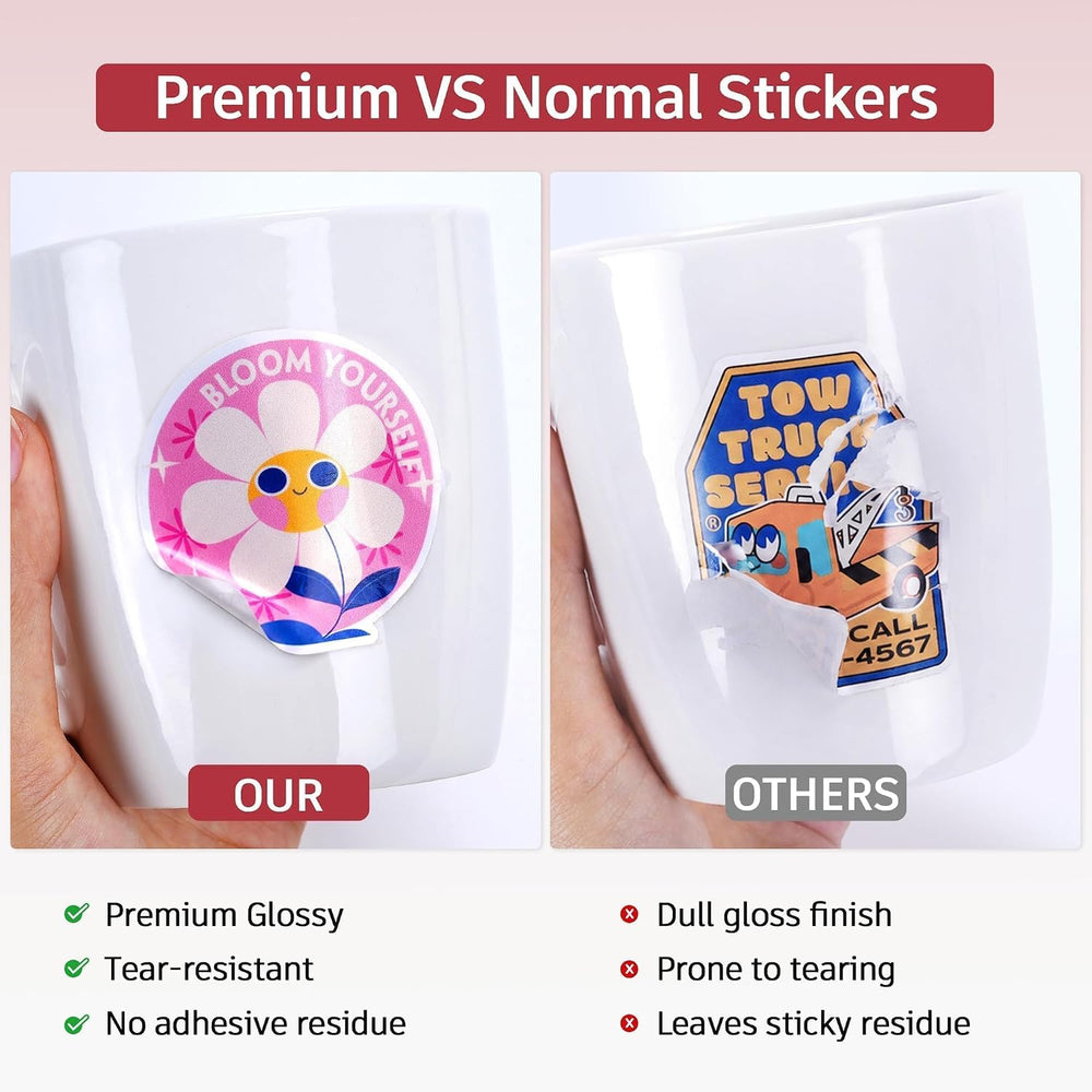 Lzerking Glossy Printable Vinyl Sticker Paper, 100 Sheets Waterproof Decal