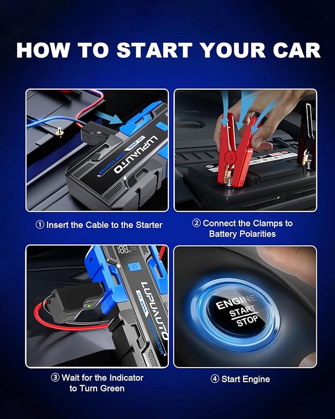 3000A Jump Starter, Portable Car Battery Jump Starter