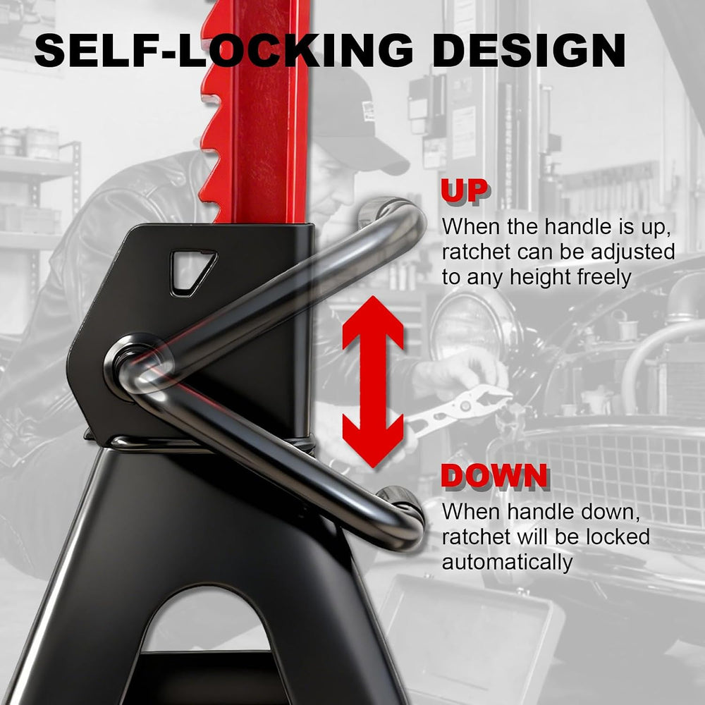 3 Ton (6,600 LBs) Jack Stands with Double Pin Locking,Rubber Cover and Large ...