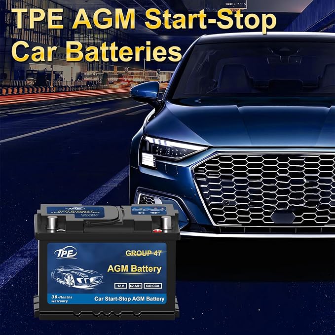 TPE AGM Battery BCI Group 47, Maintenance Free 12V 62Ah, H5 Size, Automotive