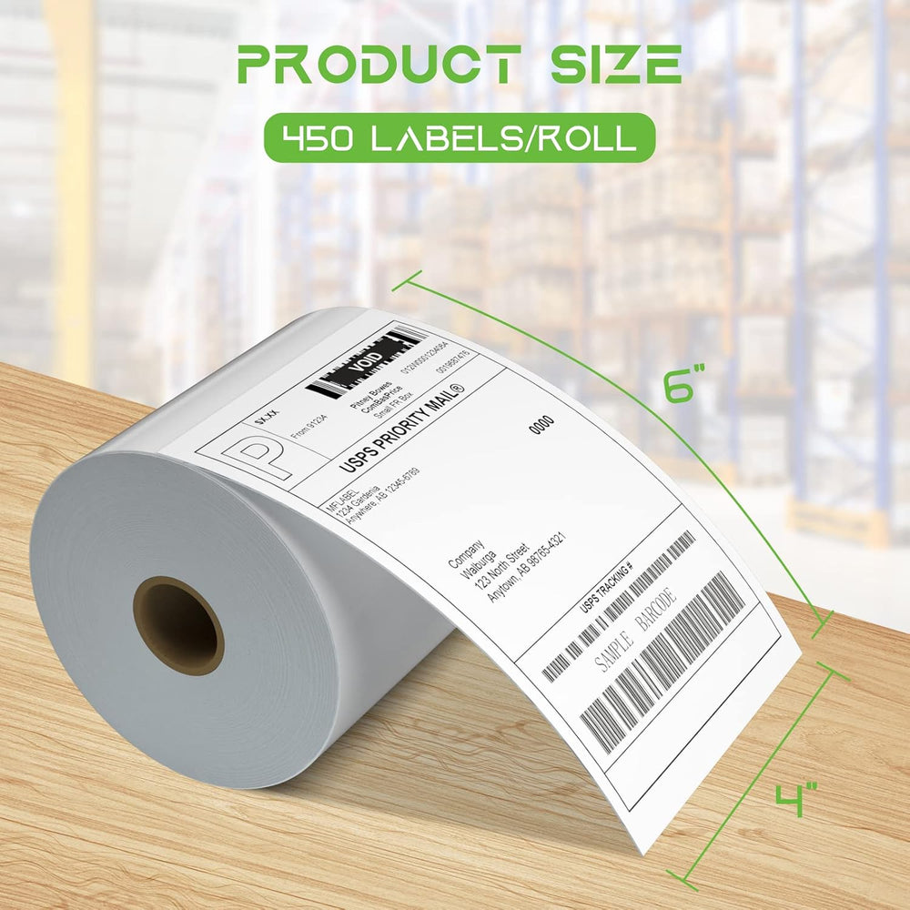 MFLABEL 4x6 Direct Thermal Shipping Labels - 10 Rolls of 450 Labels/Roll, Com...