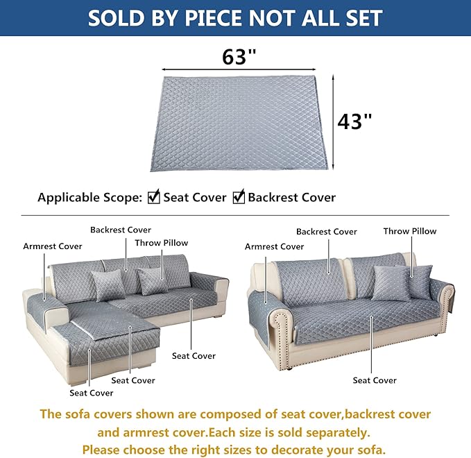 Eismodra Couch Cover, Sectional Couch Covers, Sofa Covers