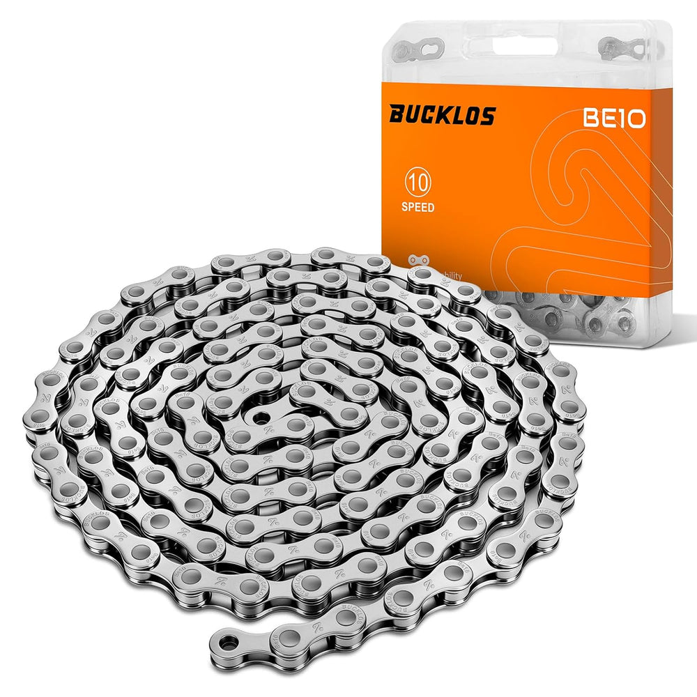 BUCKLOS 10 Speed Ebike Chain Heavy Duty 136 Links for e-Bike MTB Silver
