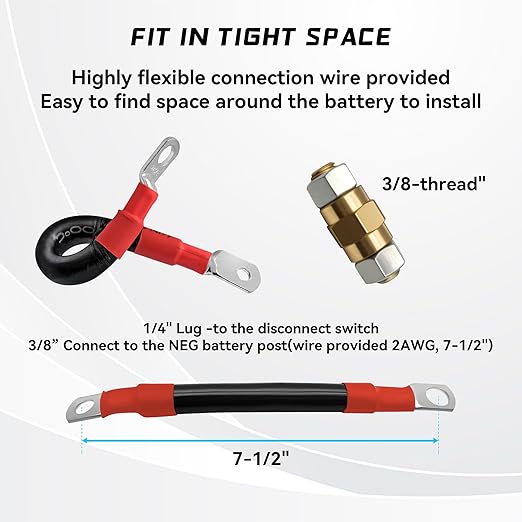3/8" Side Post Remote Battery Disconnect Switch 12V Battery Kill Switch